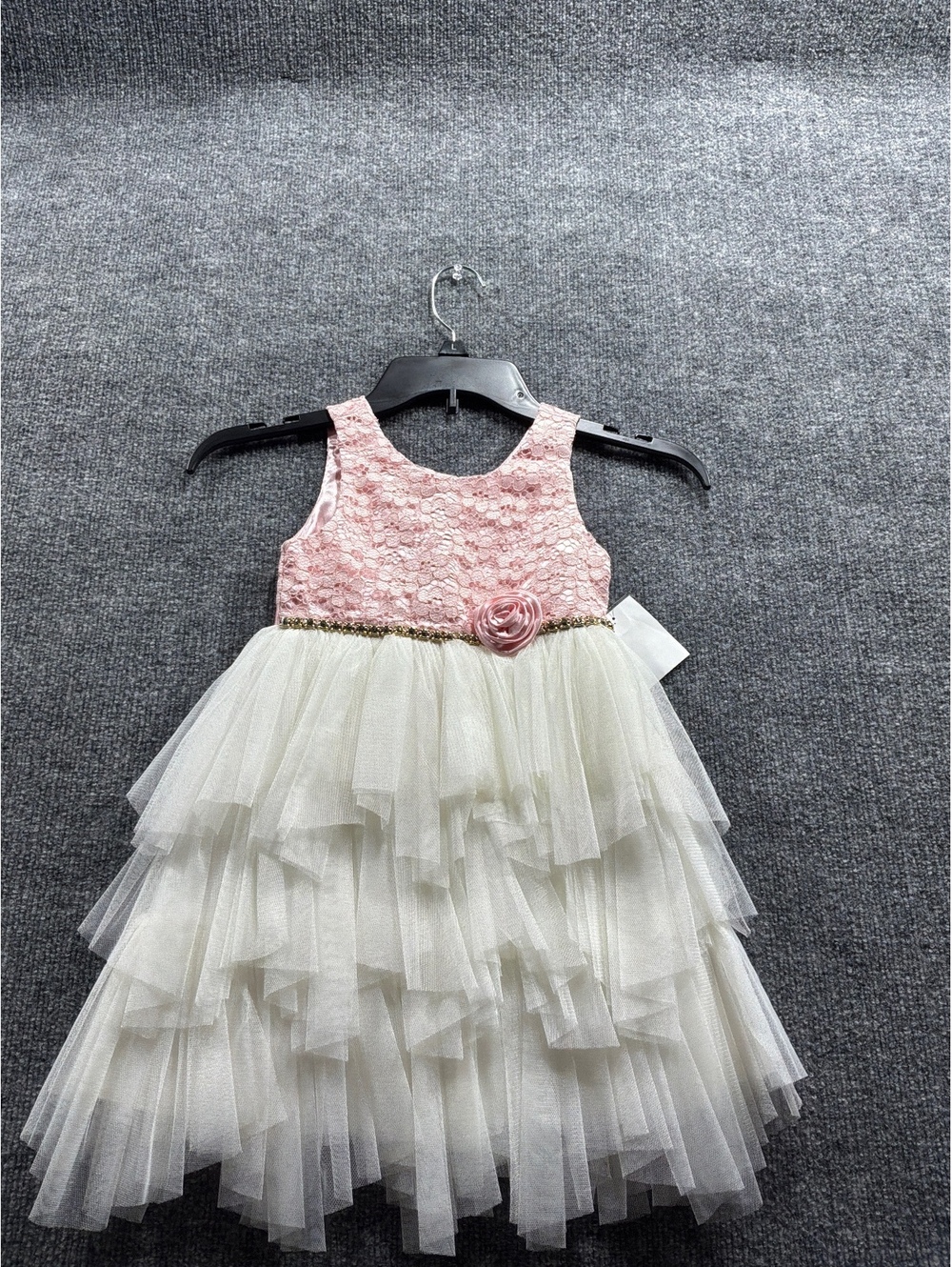 American Princess Girls' 4T Pink Lace and Ivory Tulle Party Dress